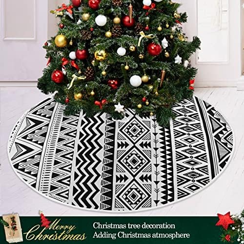 Oarencol Boho Stripes חצאית עץ חג המולד 36 אינץ 'גיאומטריה שחורה לבנה שחורה בוהמייה קישוטי מחצלת עץ חג חג
