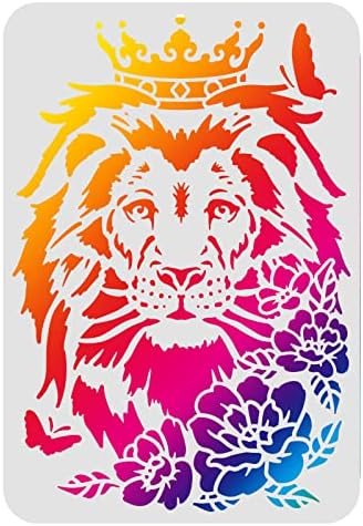 תבנית שבלונות ראש אריות אגרות, 11.7x8.3 אינץ 'אפריקני חתול גדול חיה בר שימוש חוזר ציור ציור ציור