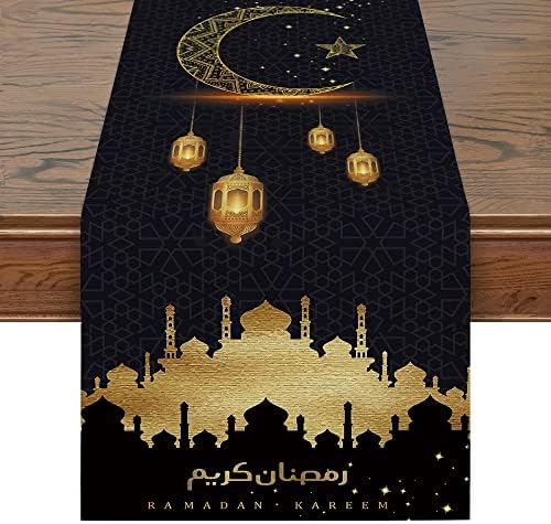 קישוטי רמדאן של סיילס, רץ השולחן הרמדני עיד מובארק מסגד מוסלמי אסלאמי ירח זהוב רץ שולחן יוטה