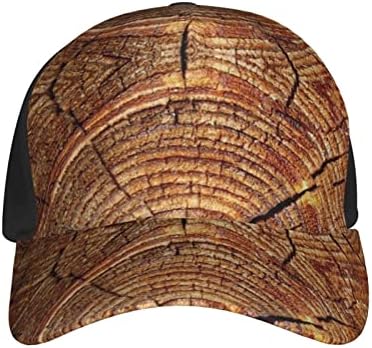 דפוס בצבע עץ מודפס בייסבול כובע, מתכוונן אבא כובע, מתאים לכל מזג האוויר ריצה ופעילויות חוצות שחור