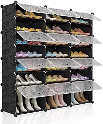 מג'ינלס 48-זוגות מתלה נעליים מארגן נעליים DIY מארגן מדף ארון נעליים לכניסה, ארון, שחור