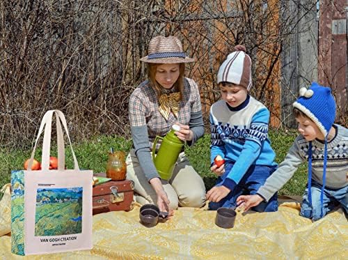 תיק בד אסתטי מקורי עיצוב שמן ציור אמנות לנשים ילדה לשימוש חוזר ידידותית לסביבה תיק