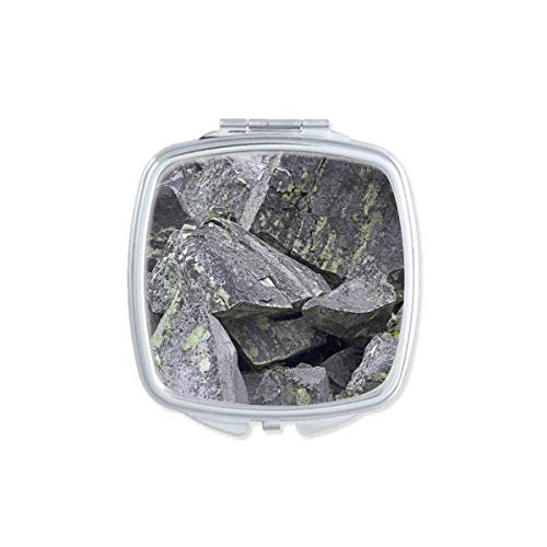 כהה אבן חתיכות טפט מרשרש מוס מראה נייד קומפקטי כיס איפור דו צדדי זכוכית