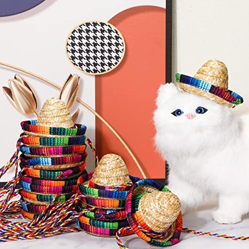 דידאי 36 יחידות מיני מקסיקני כובע 4 אינץ סומבררו מסיבת כובעי טבעי קש סומבררו סרט כובע קרנבל