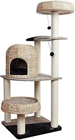 חתול עץ גרוד חתול מגדל סריטות מיטת עץ טיפוס צעצוע פעילות מרכז חיות מחמד לשחק מגדל בית בית דקורטיבי