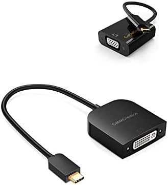 חבילה של CableCreation - 2 פריטים: USB C ל- VGA מתאם + USB C ל- DVI מתאם DVI
