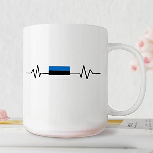 אסטוניה קפה כוסות אסטוניה דגל קפה ספלי אסטוניה פעימות לב ספל 15 עוז פטריוטי לאומי דגל קפה ספל קרמיקה ייחודי חידוש