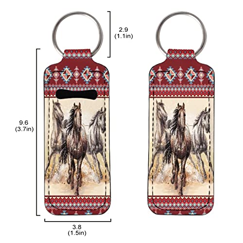 בז 'יט האצטקים נבאחו שבטי סוס הדפסת צ' אפסטיק שרוול מחזיק מפתחות סט של 2 שפתון מחזיק מחזיק מפתחות קליפ
