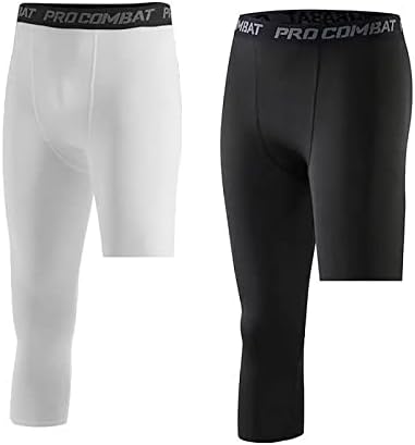 מכנסי דחיסה לגברים טייץ 'ריצה אתלטית חותלות אימון 3/4 שכבת בסיס רגל אחת מכנסי רכבת תחתונים