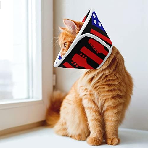 גיטרה אמריקאי דגל כלב קונוס צווארון מתכוונן לחיות מחמד התאוששות צווארון מגן צווארון לכלבים חתולים