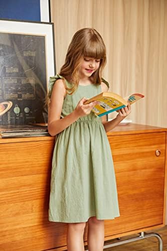 ארשינר בנות פשתן לפרוע ללא משענת שמלת רפרוף שרוול אונליין מקושקש שמלה קיצית עבור 4-12 שנים ילדים