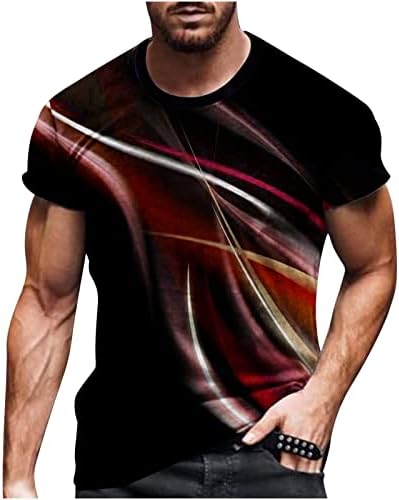 חולצות מעצבים לגברים תלת מימד הדפסת קו דיגיטלי עגול צוואר עגול שרוול קצר סווול סווול חולצות