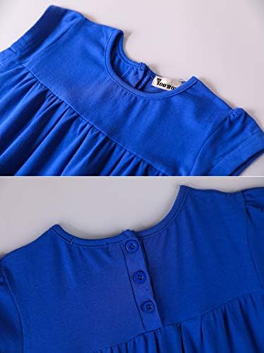 בנות שמלה קצר שרוול מוצק צבע טוניקת אונליין שכבות נדנדה שמלת 2-6 7-16