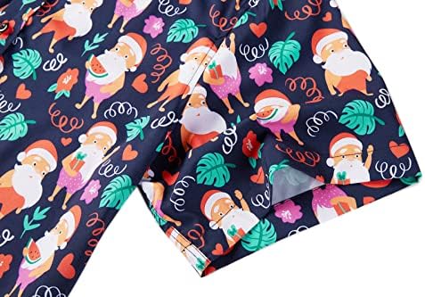 חג המולד כפתור למעלה חולצה לגברים כיף מודפס מזדמן קצר שרוול הוואי סנטה חולצה
