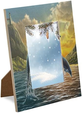 פרדיק חמוד דולפין חיות זוגות 4x6 מסגרת תמונה מעץ תצוגה ללא מסגרות צילום למחצלת לעיצוב שולחן