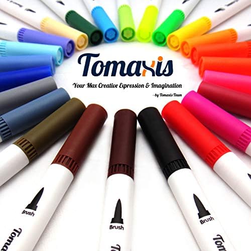 Tomaxis עטים מברשת קצה כפול עטים צביעה למבוגרים טיפים לטיפים מורגש