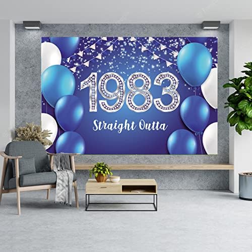 ישר מתוך 1983 שמח 40 יום הולדת באנר רקע כחול קונפטי בלוני לחיים כדי 40 שנים נושא דקור קישוטי עבור
