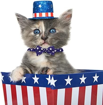 Whaline 2 חבילה 4 ביולי צווארוני חתולים עם עניבת פרפר ופעמונים דגל אמריקאי יום עצמאות יום עצמאות מחמד