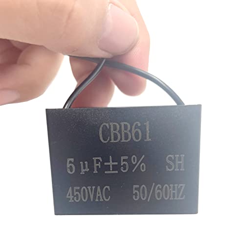 3 יחידות CBB61 קבלים מאוורר סלילינג 2 חוטי 6UF 450V AC 50/60Hz קבלים של סרטים פוליפרופילן מתכת