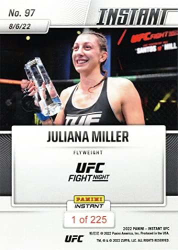 2022 Panini Instant UFC 97 כרטיס טירון של ג'וליאנה מילר - רק 225 תוצרת!