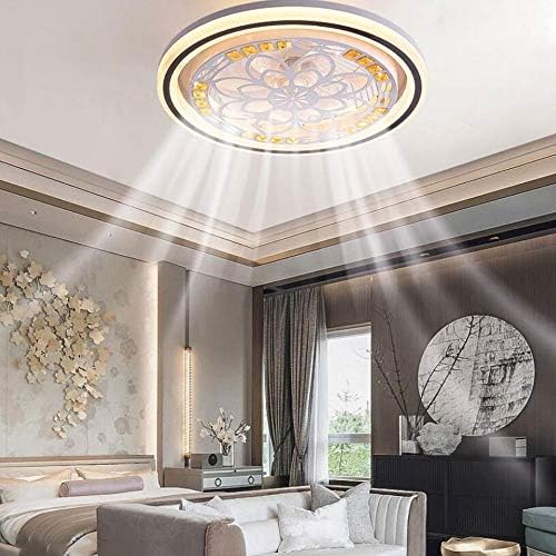 HSCW LED נורדי תקרה שקטה מאוורר קריסטל מאוורר חדר שינה בית חדר חדר מאוורר בלתי נראה מסעדה אור עם מנורת