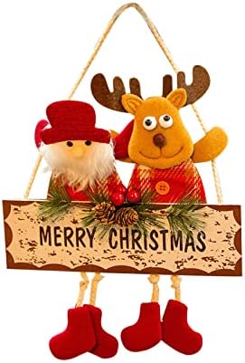 עץ חג המולד שלט עץ עץ זקן איש שלג צבי בד אח חלון תליון עץ חג המולד