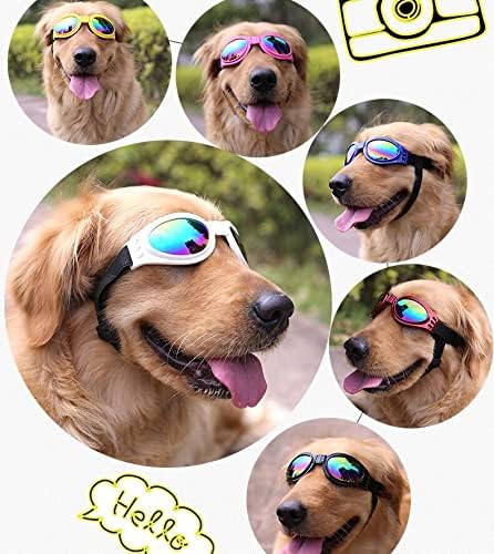 משקפי שמש של כלבים, מתקפלים מתקפלים ללבוש UV הגנה על משקפי שמש מקוטבים אטומים לרוח עם שקית אחסון לכלבים