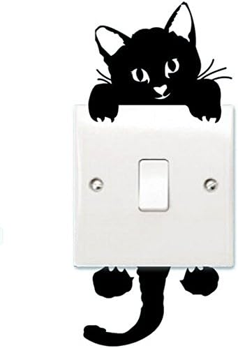 הונביי חתול נשלף קיר מדבקות אור מתג דקור מדבקות אמנות קיר תינוק משתלת חדר 12 סטים