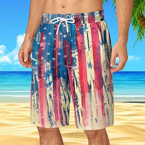קיץ גברים של מכנסיים קצרים גברים של קיץ עצמאות יום בתוספת גודל מכנסיים כיס שרוך רופף גברים של גבוה לשחות