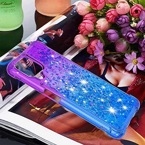 CAIYUNL ל- Revvl 6 Pro 5G Case עם מגן מסך זכוכית מחוסמת, נשים נערות גליטר בלינג נוזל צף ניצוץ חמוד טלפון רך טלפון