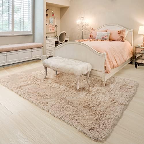 שטיח שטיח אזור רך של רוגטודר בז 'לחדר שינה, 4x6, שטיחים רכים, שטיח שאג לסלון, שטיח מטושטש לחדר בנות בנות,