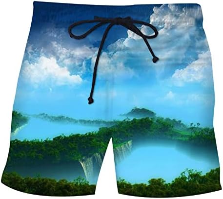 מכנסי חוף בגודל פלוס לגברים הדפס טרופי מהיר שחייה יבש גלישה חוף מכנסי חוף רירית רשת מגניב של לוח אימון הוואי