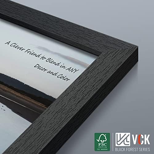 מסגרת פוסטרים של VCK 11x17 סט של 4, מסגרות תמונת עץ מוצק שחור עם עץ עץ בלעדי, מסגרת גלריית קיר