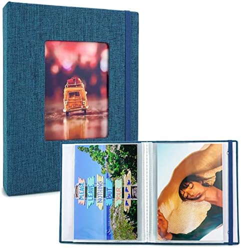 אלפונסול אלבום תמונות קטן 5x7-2 חבילה, עמודים ברורים, עטיפת פשתן עם חלון קדמי, כל אלבום מיני מכיל 52 תמונות,