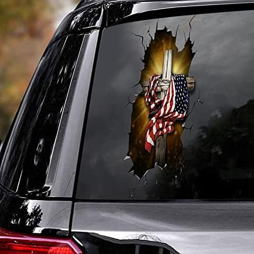 צלב עם דגל מדבקות מדבקות מדבקות חלונות רכב אמריקאי