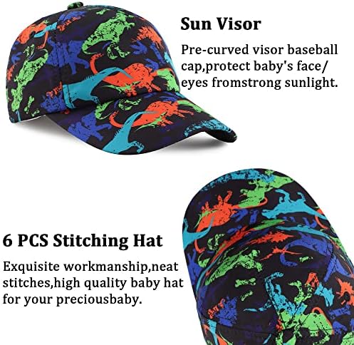 דינוזאור ילדים כובע בייסבול כובע פעוט כובע שמש אטום למים בנים יבש מהיר בנות כובע מתכוונן בגודל 2-6Y