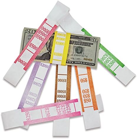 בצבעים קראפט מטבע רצועות, דולר ביל, $50, דביק, 1000 / חבילה המלים / כמות: דולר ביל / $ 50