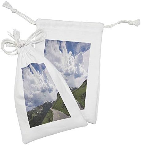 ערכת כיס בדים של Ambesonne Travel Set of 2, הפארק הלאומי ילוסטון וויומינג, תיק משיכה קטן למסכות