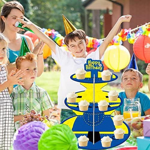 מסיבת יום הולדת מצוירת Cakestand, עמדת עוגת 3 שכבות עבור ציוד לקישוטים למסיבות נושא מצוירים