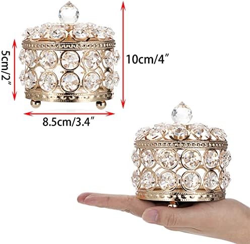 HIPIWE קופסת תכשיטים גבישים זהב מארגן תכשיטים קטנים מארגן שיקוף אוצר קופסת אוצר עגילי טבעת דקורטיבי אחסון