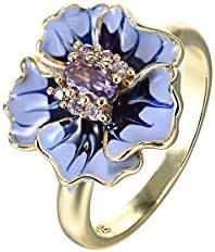 פרח טבעת לנשים כחול מסיבת טבעת אהבת טבעת