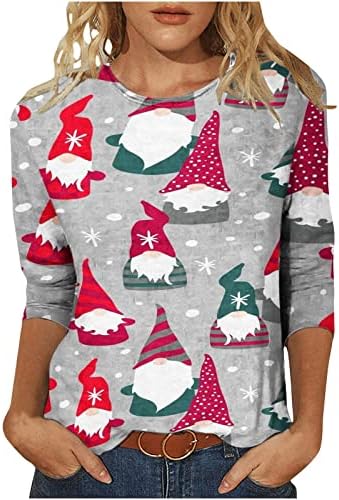 מכוער חג המולד חולצות לנשים 2022 מצחיק חמוד גמד שלג הדפסה מזדמן ארוך שרוול צווארון עגול סוודר חולצות