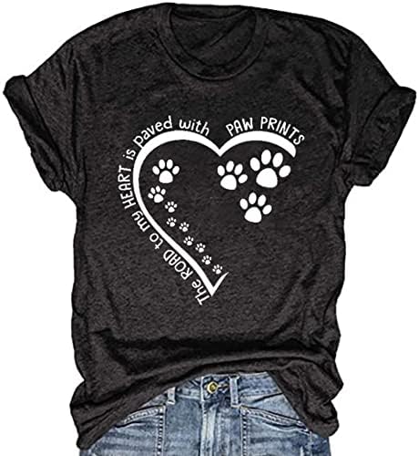 אמה של כלב של נשים בופג'סק חולצת טש חולצת נמר מצחיק כפה מודפסת צמרות אהבה חמודות כלבים
