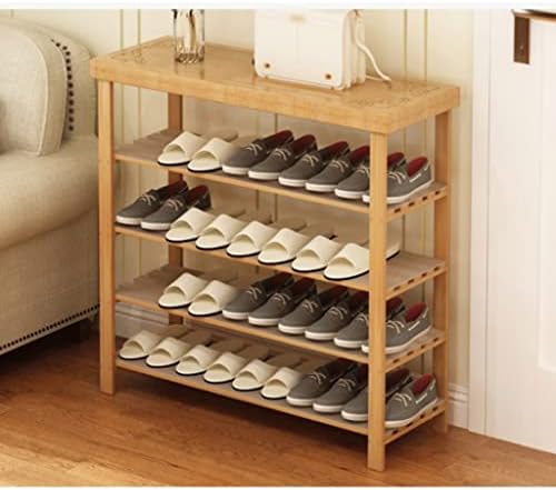 MGUOTP מתלה נעליים רב תכליתי 5 נעל נעליים גבוה מתלה עץ נעל נעלי נעל נעליים עם ספסל מגולף ספסל