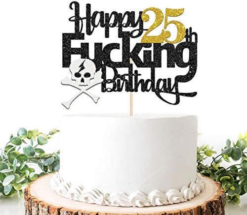 פוק 25 שמח*טופר עוגת יום הולדת קינג, מצחיק עשרים וחמש עיצוב עוגה - שלום 25 שלט - לגברים נשים אותו, ציוד למסיבות