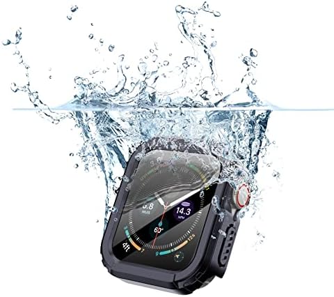 מארז ספורט עבור Apple Watch SE Screen Protector 2022 אביזרים 44 ממ, מחשב קשיח עמיד למים סרטי זכוכית מחוסמים