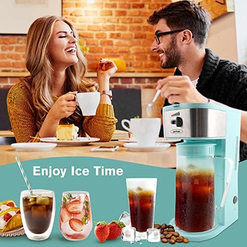 יצרנית תה של Sunvivi Ice ו- Maker Maker Coade, מערכת מבשלת קפה ומכונת תה עם 3 ב -1 עם קנקן זכוכית