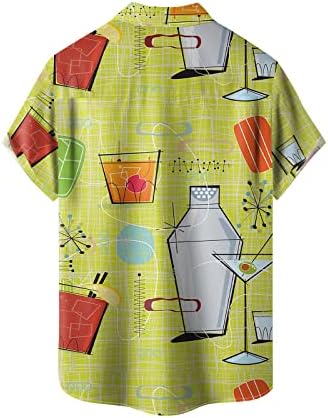 חולצות וינטג 'לגברים כפתור מזדמן למטה חולצות באולינג 50s סגנון רוקבילי בסגנון שרוול קצר חולצות הוואי