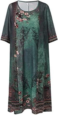 Kuaileya שמלה דו -חלקית ומערכת קרדיגן לנשים שמלת הדפס פרחים של נשים סט