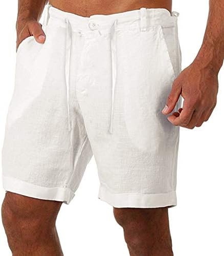 מכנסיים קצרים אתלטי של ymosrh לגברים כותנה כותנה מכנסיים מכנסיים מזדמנים שרוך כיסי המותניים
